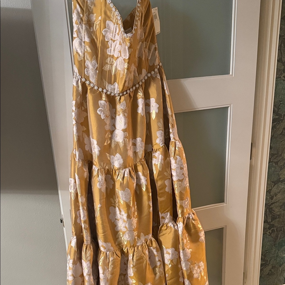 V. Chapman Gold Floral Wedding Dress